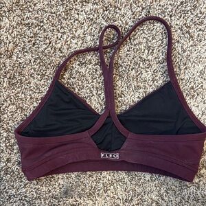 Fleo Purple and Black Sports Bra Racerback Medium Support